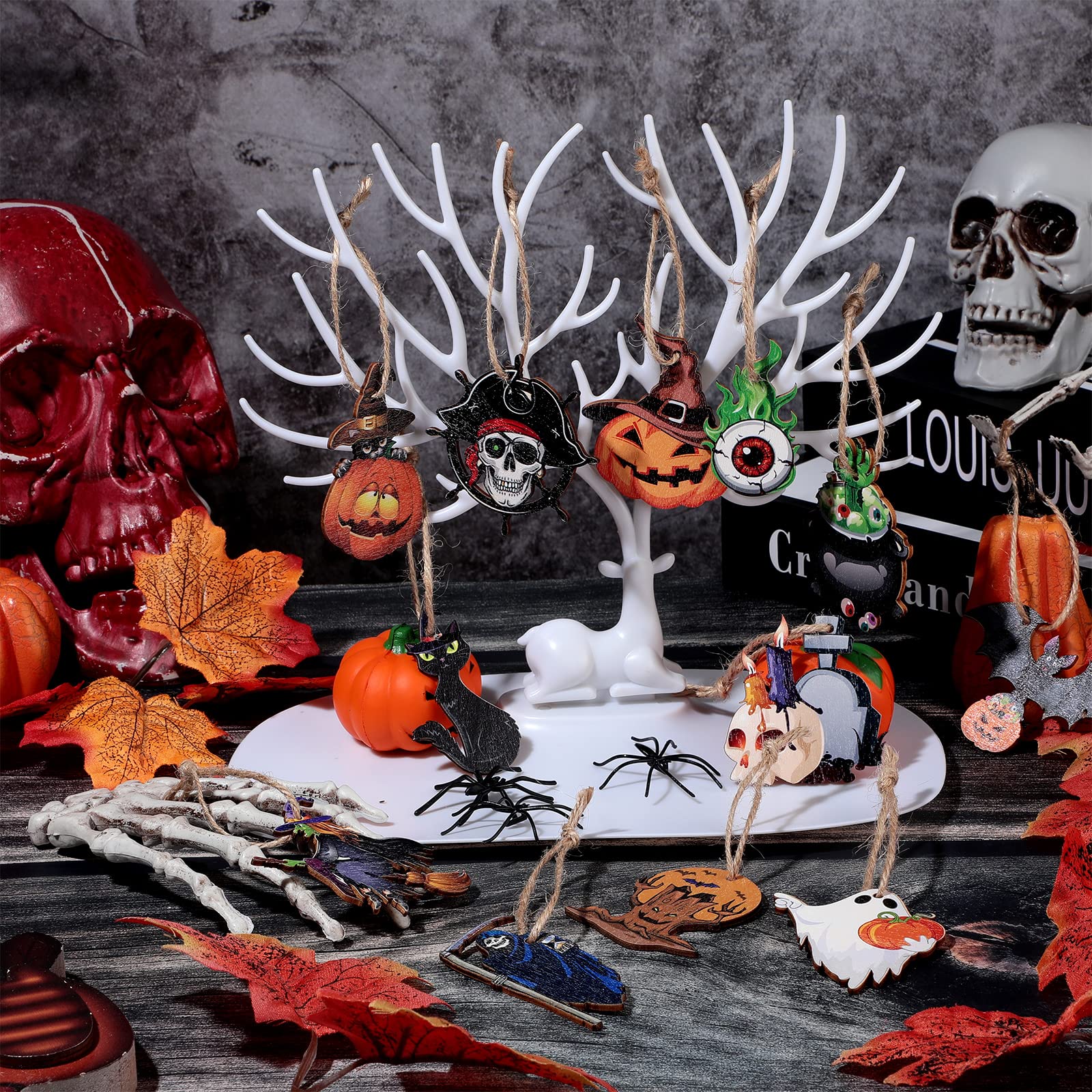 48pcs Décorations D'Arbre D'Halloween, Style D'Horreur Décorations