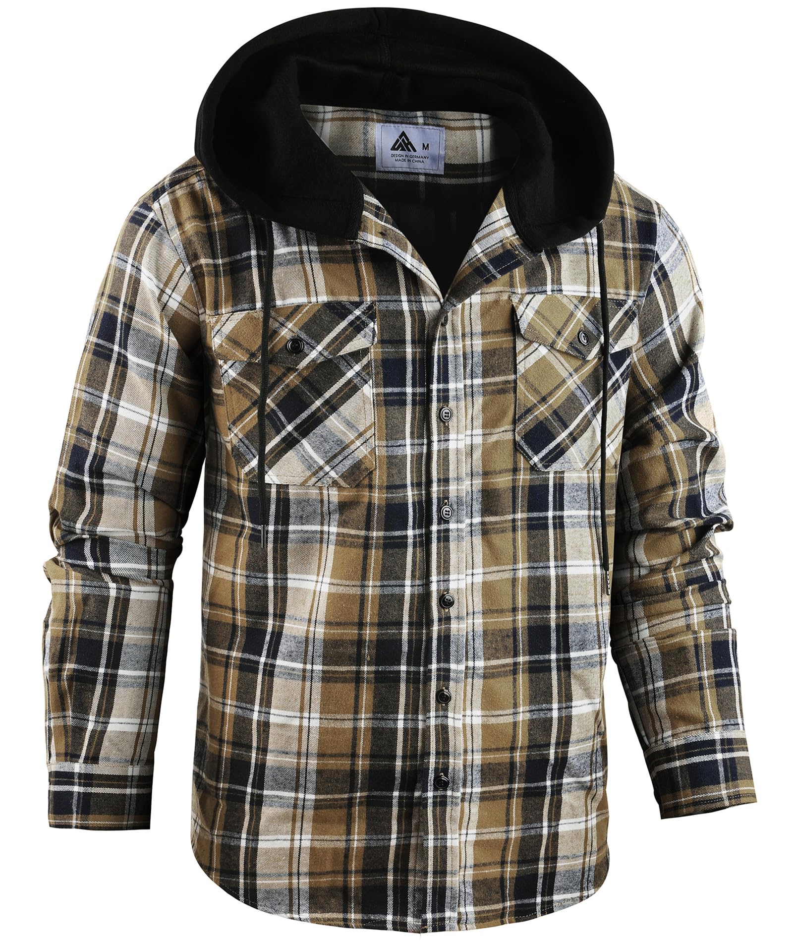 SwissWell Camicia Uomo Flanella Felpe Uomo Camicia a Quadri Manica Lunga Casual Camicia con Cappuccio M-3XL