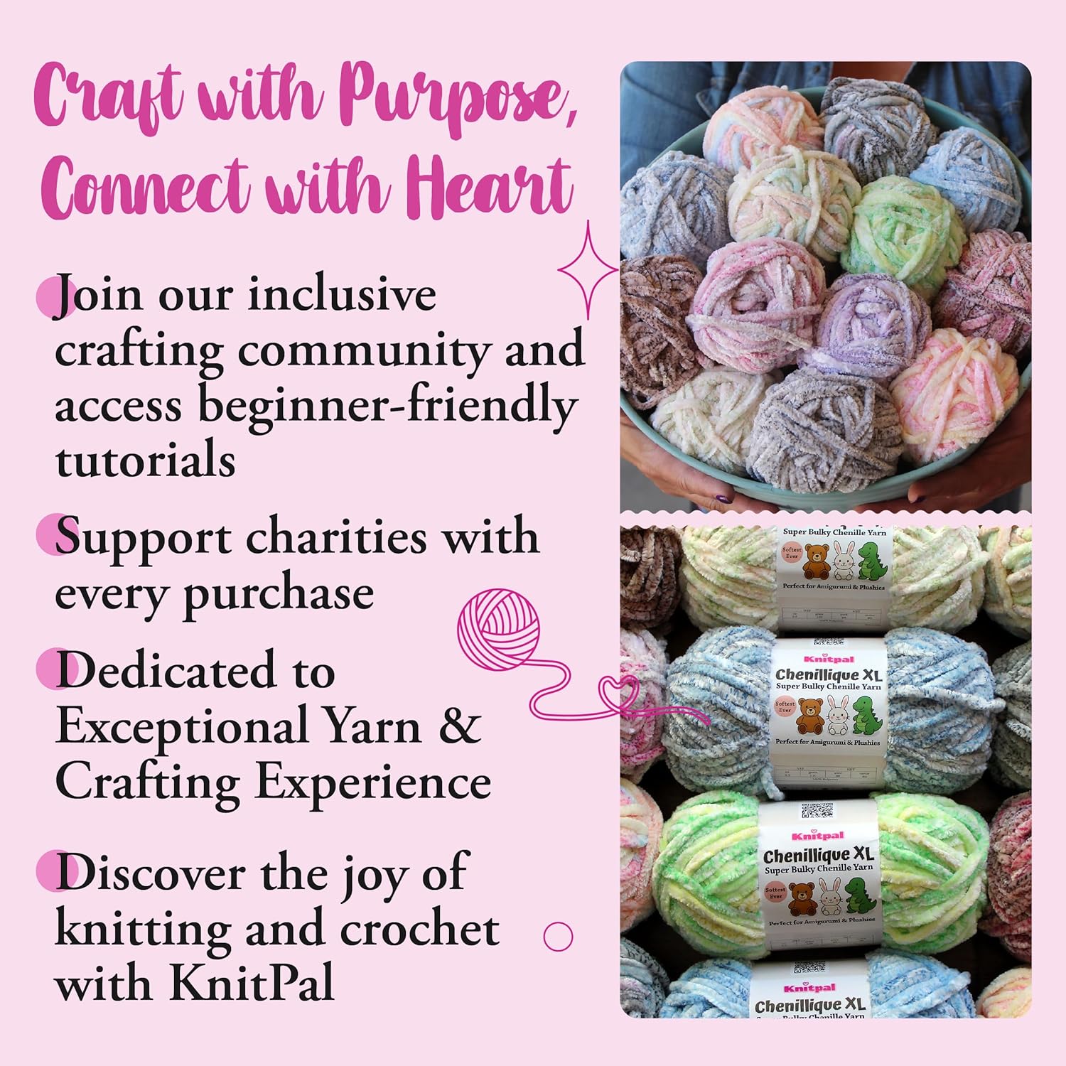 Chenillique XL Plush Chenille Yarn – 4-Pack (352 Yards / 400 g) – Variegated Super Bulky Yarn for Plushies, Blankets, Amigurumi & Accessories - Cocoa Dust