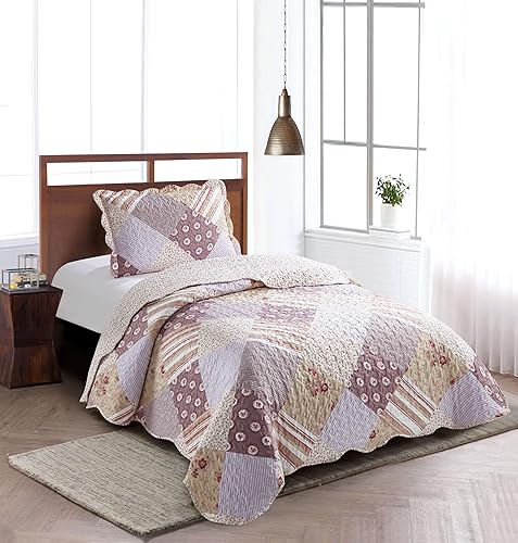 Miniatura 198 de Brilliant Sunshine Juego de edredón de 3 piezas con 2 fundas de almohada, colcha reversible suave y ligera, para todas las estaciones, Gris