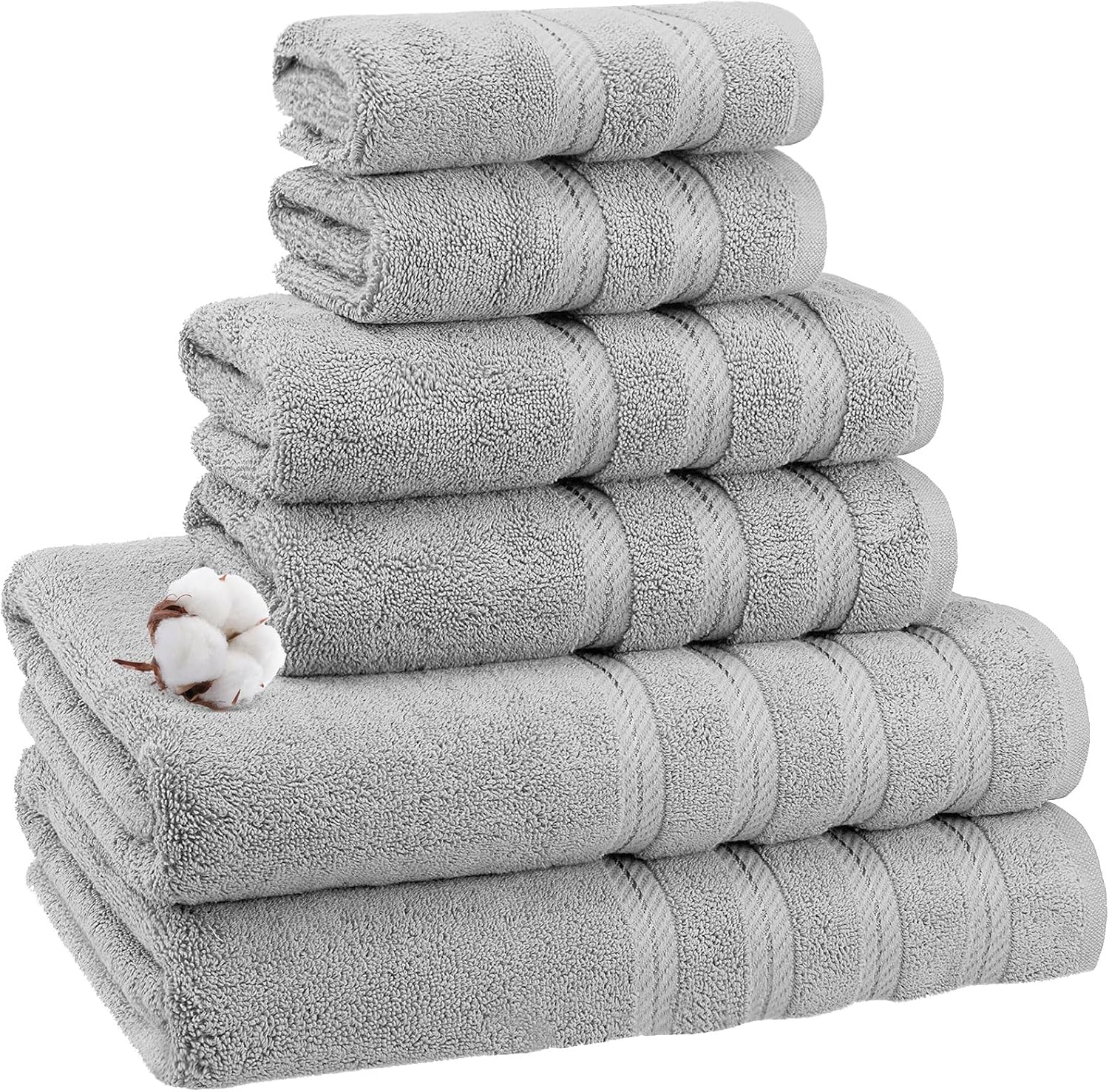 Amazon.com: BEonCzx Set of 6 Bath Towel Set for Bathroom, Soft 100% Turkish Cotton Towels for ...