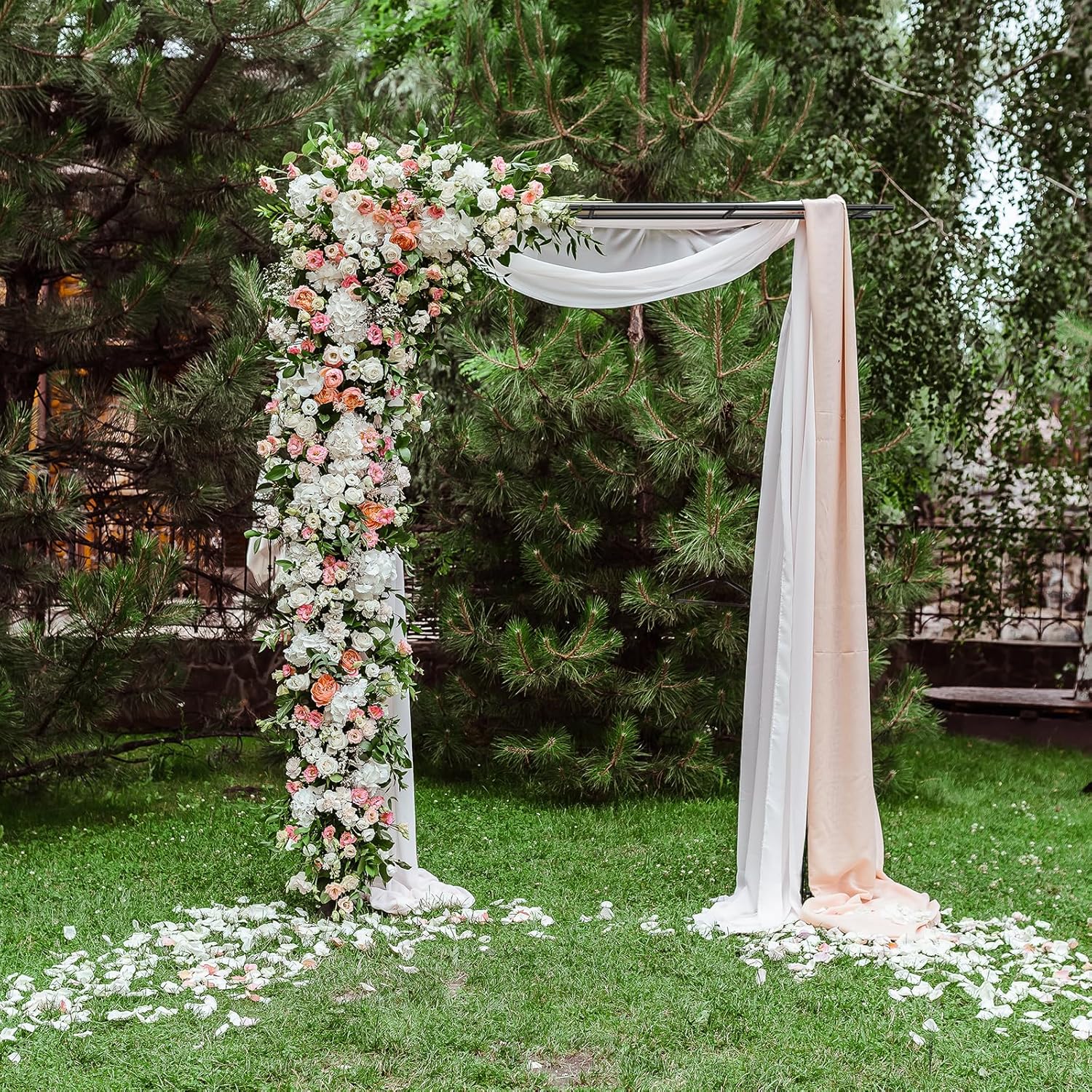 Garden Arch Thickened Garden Arbor Trellis for Climbing Plants with Planter 7.6Ft Outdoor Metal Arch Archway Wedding Backdrop Stand for Ceremony Party Christmas Decorations Pergola Black
