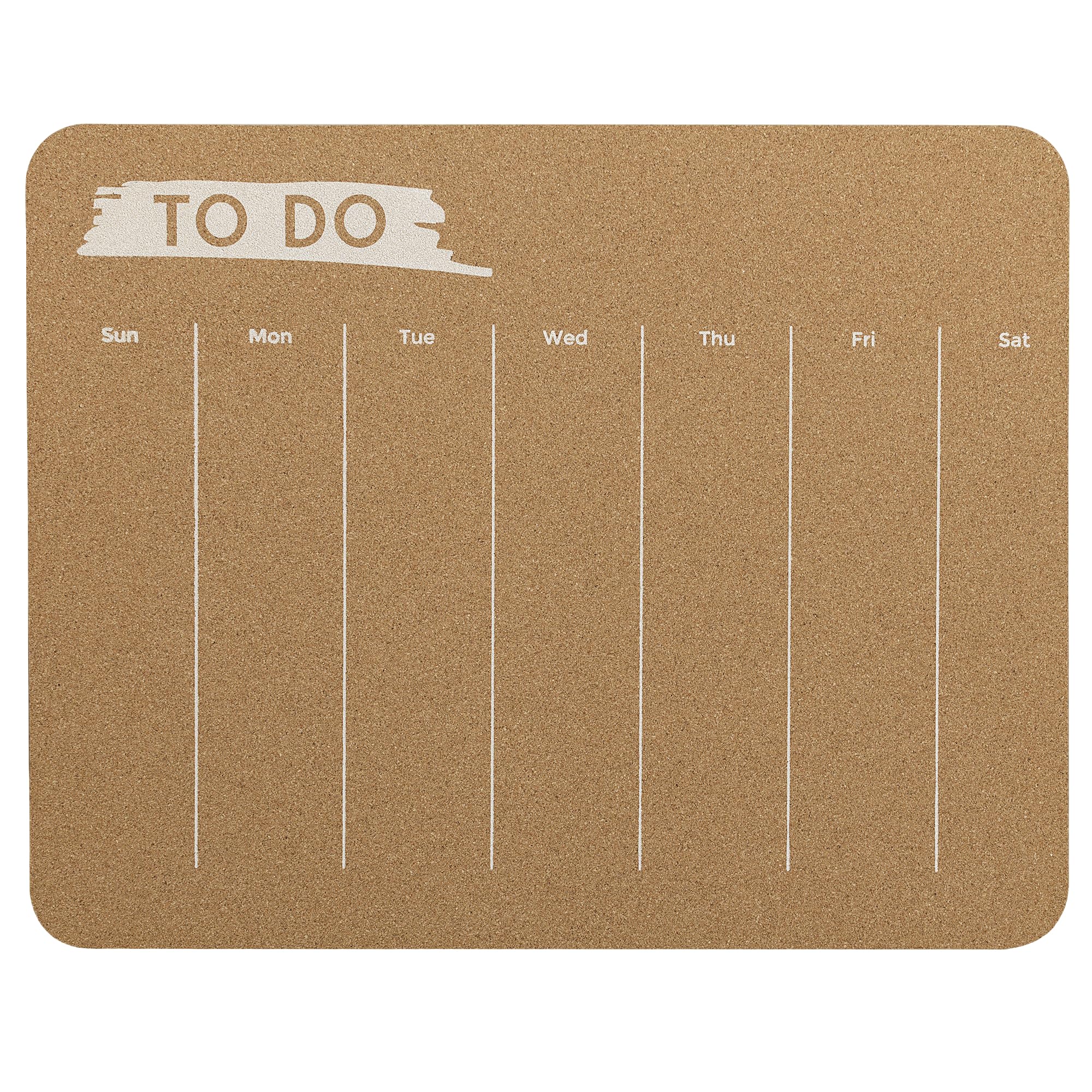 Go4Cork Rectangle Frameless Premium Cork-Laminated Foam Core Weekly Calendar- 19.7" x15.7", Natural Cork