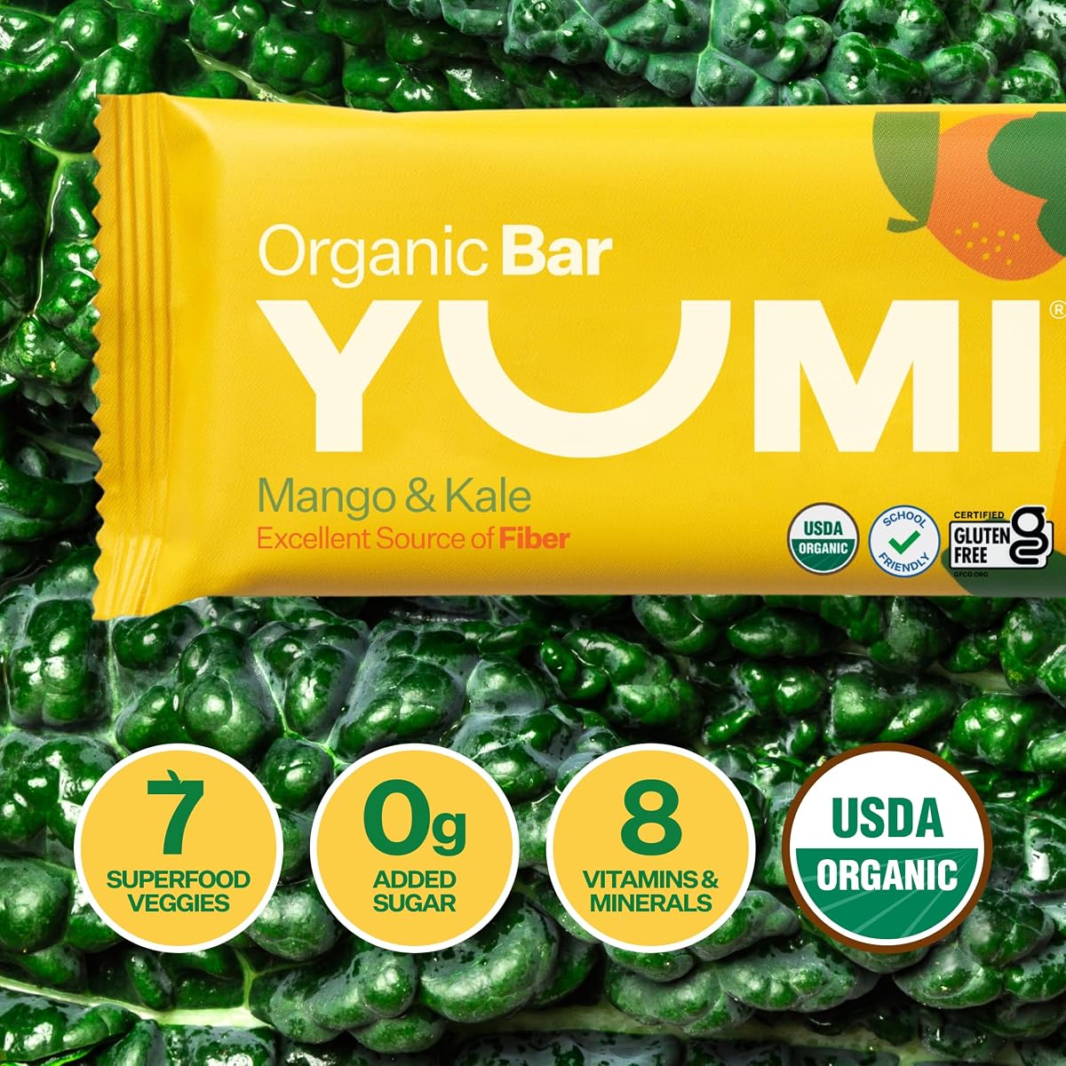 YUMI Organic Breakfast Superbar 7 Superfood Veggies High Fiber, Mango view 4