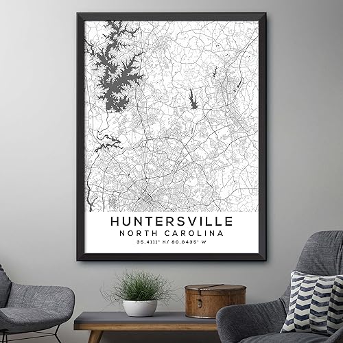 Miniatura 4 de Mapa de Huntersville, Carolina del Norte, Light 2 (24x36)