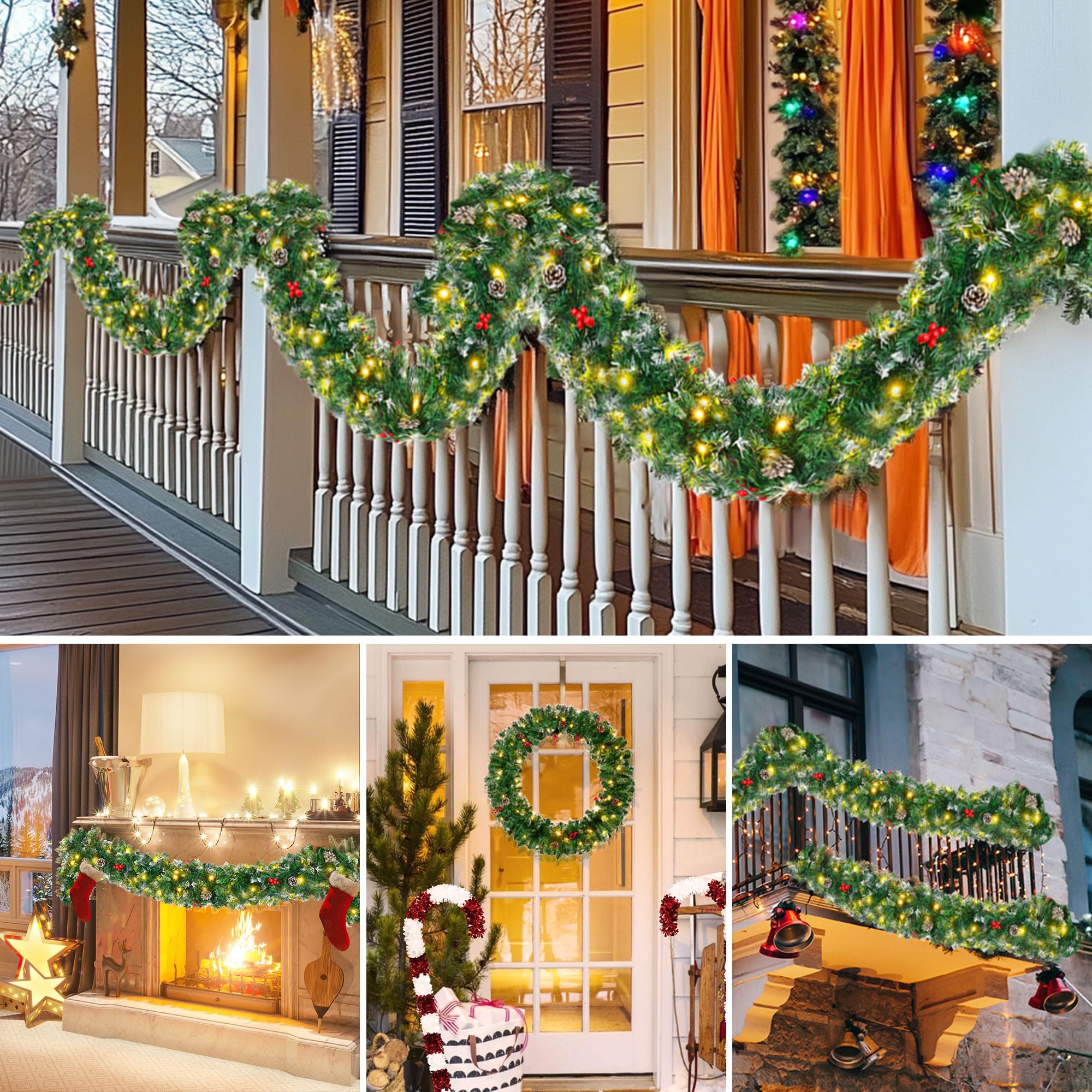 Christmas Porch Railings Holiday Home Tour 2020: Front Porch