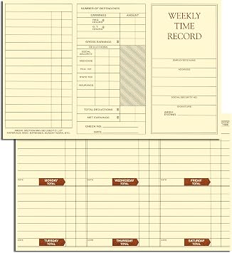 NextDayLabels - Weekly Employee Pocket Size Time Cards, Made in the USA Pack of 100 Cards