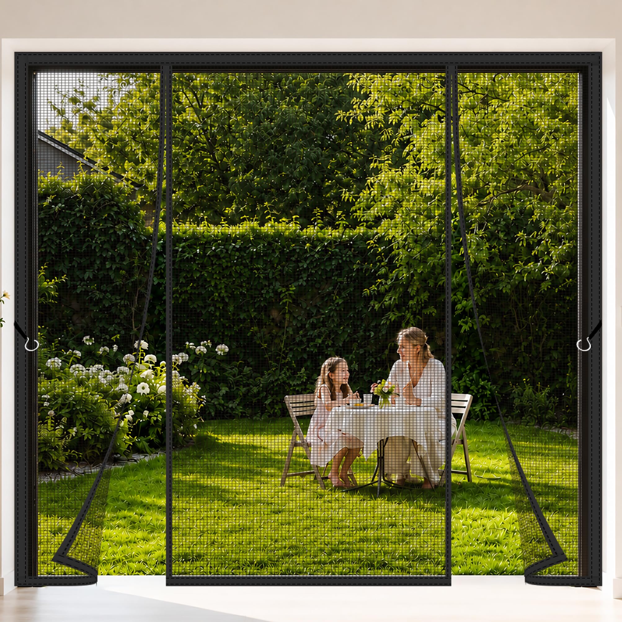 Wide Fly Screen for Double Doors Black 145x250cm Perfect for Double Doors, Patio and French Modern Homes with Big Glass and Open-Plan layouts