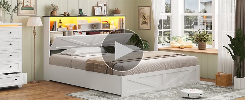 Amazon.com: AOGLLATI Farmhouse Bed Frame Full Size with 4