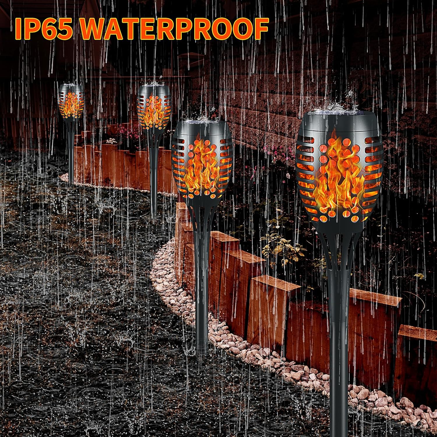 Solar Torch Lights Outdoor,Flickering Dancing Flames Waterproof Outdoor Landscape Decorations Lighting Dusk to Dawn Auto On/Off Solar Lights for Garden Yard 6 Pack