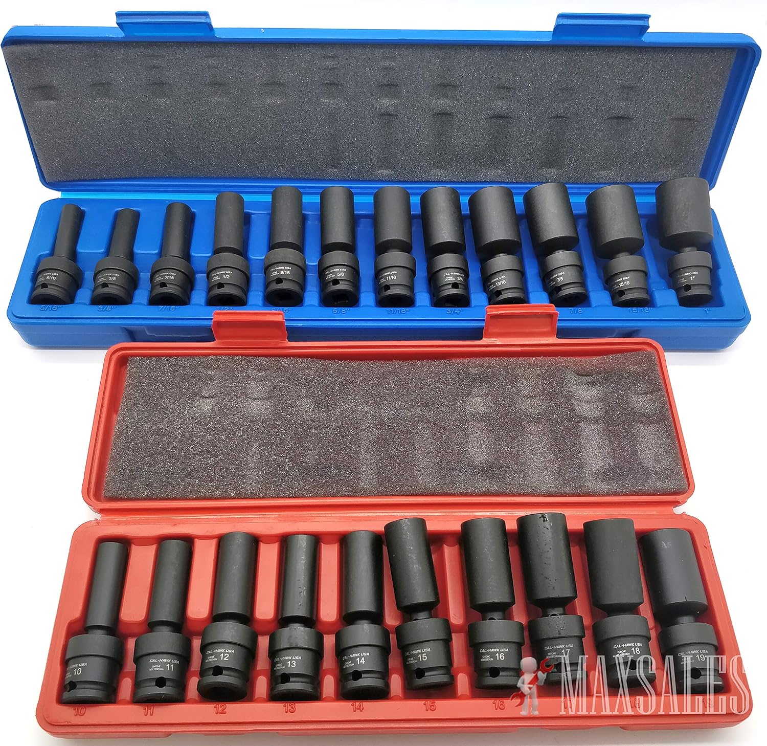 22pc 3/8" Drive Universal Ball Swivel Deep Impact Socket Set SAE & METRIC