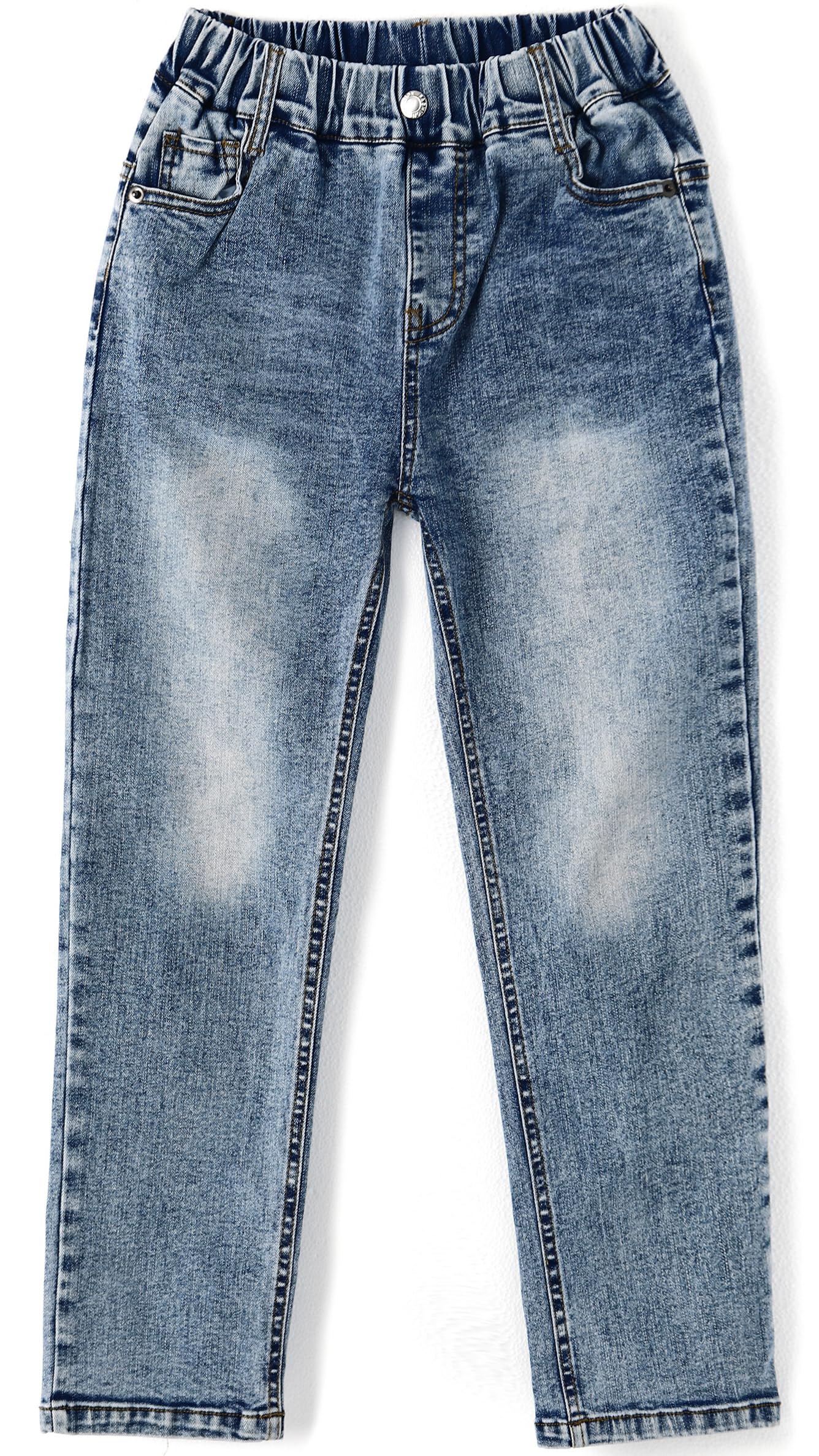 KIDSCOOL SPACE Baby Little Big Girls Jeans, Cintura elástica Agujeros Rasgados Pantalones de Mezclilla de Estiramiento Suave
