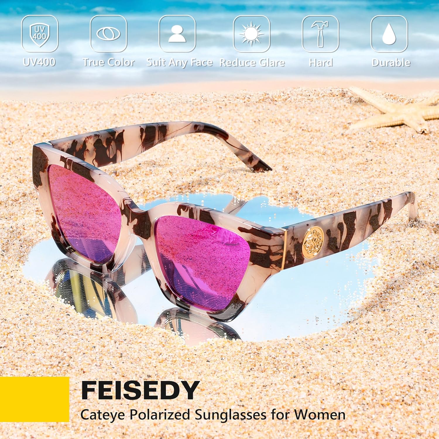 FEISEDY Women's Polarized Cat Eye Sunglasses - UV400 Protection, Trendy Design for Driving & Daily Wear B0299 - Image 7