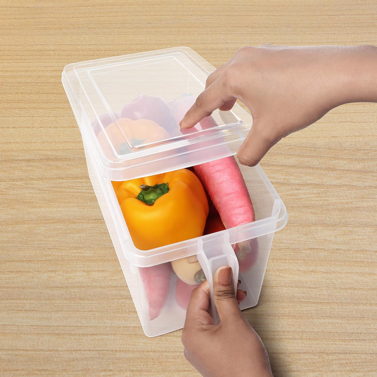 Set of 4 Clear Kitchen Storage Containers by Kurtzy - Refrigerator Freezer and Fridge Container Box with Lid - Large Plastic Boxes for Prep Food, Pantry and Fruit Holder / Rack Shelf / Drawer