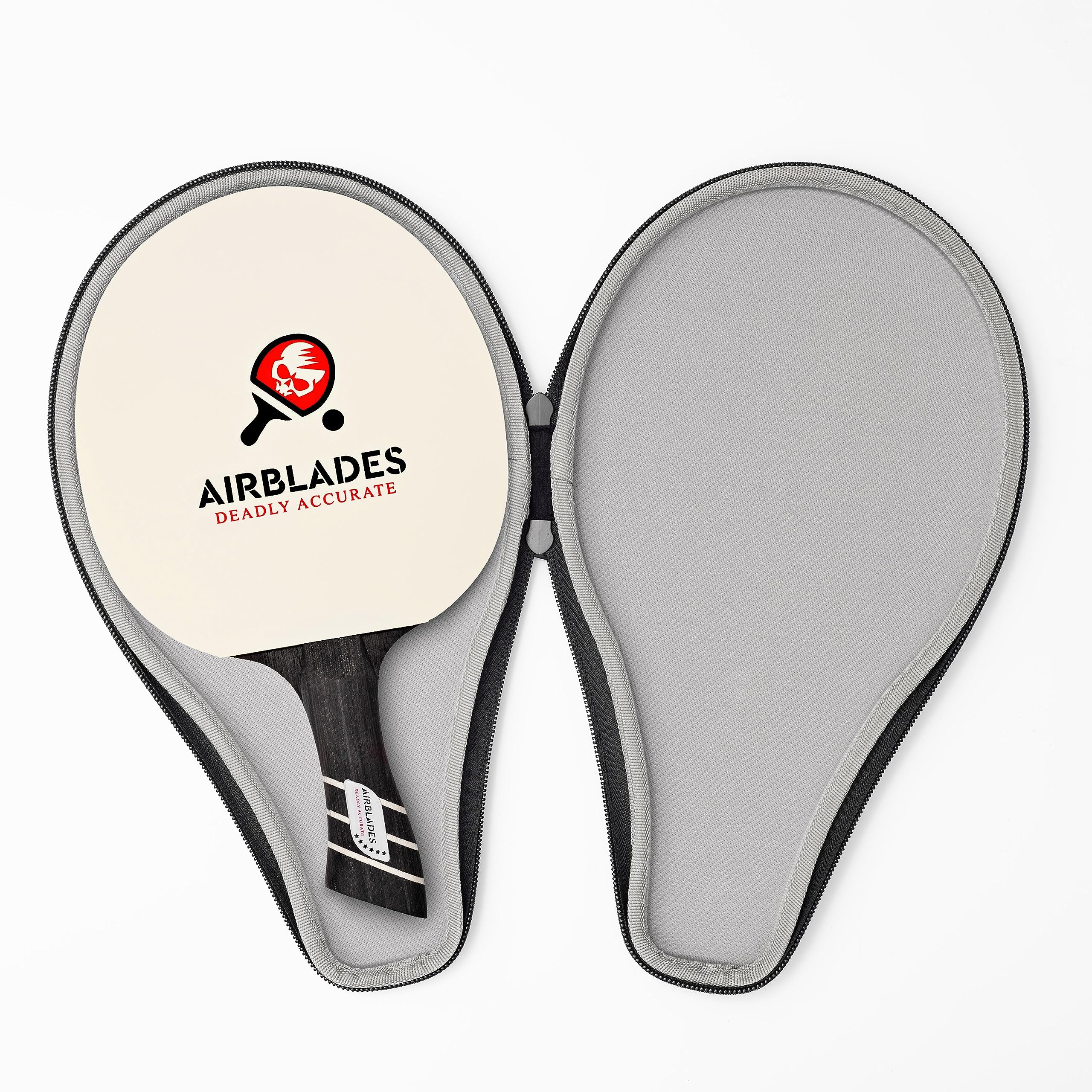 Pala de ping pong profesional con funda de transporte rígida, raqueta de tenis de mesa profesional, pala de tenis de mesa con mango ergonómico, 5 cuchillas de madera con goma y esponja de primera