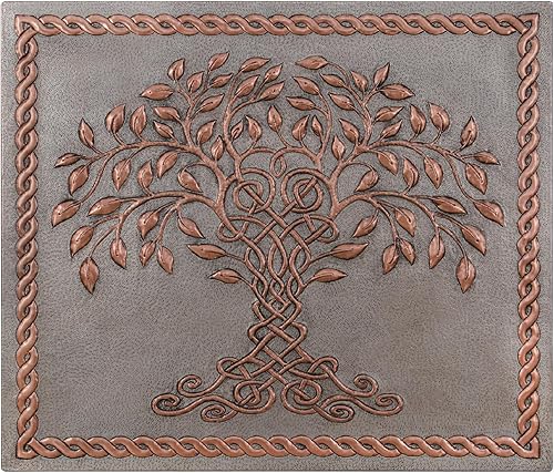 Miniatura 4 de Kitchen Backsplash, Celtic Tree of Life with Celtic Knot Border Copper Kitchen Backsplash, Custom Copper Backsplash Panel, Handmade Copper