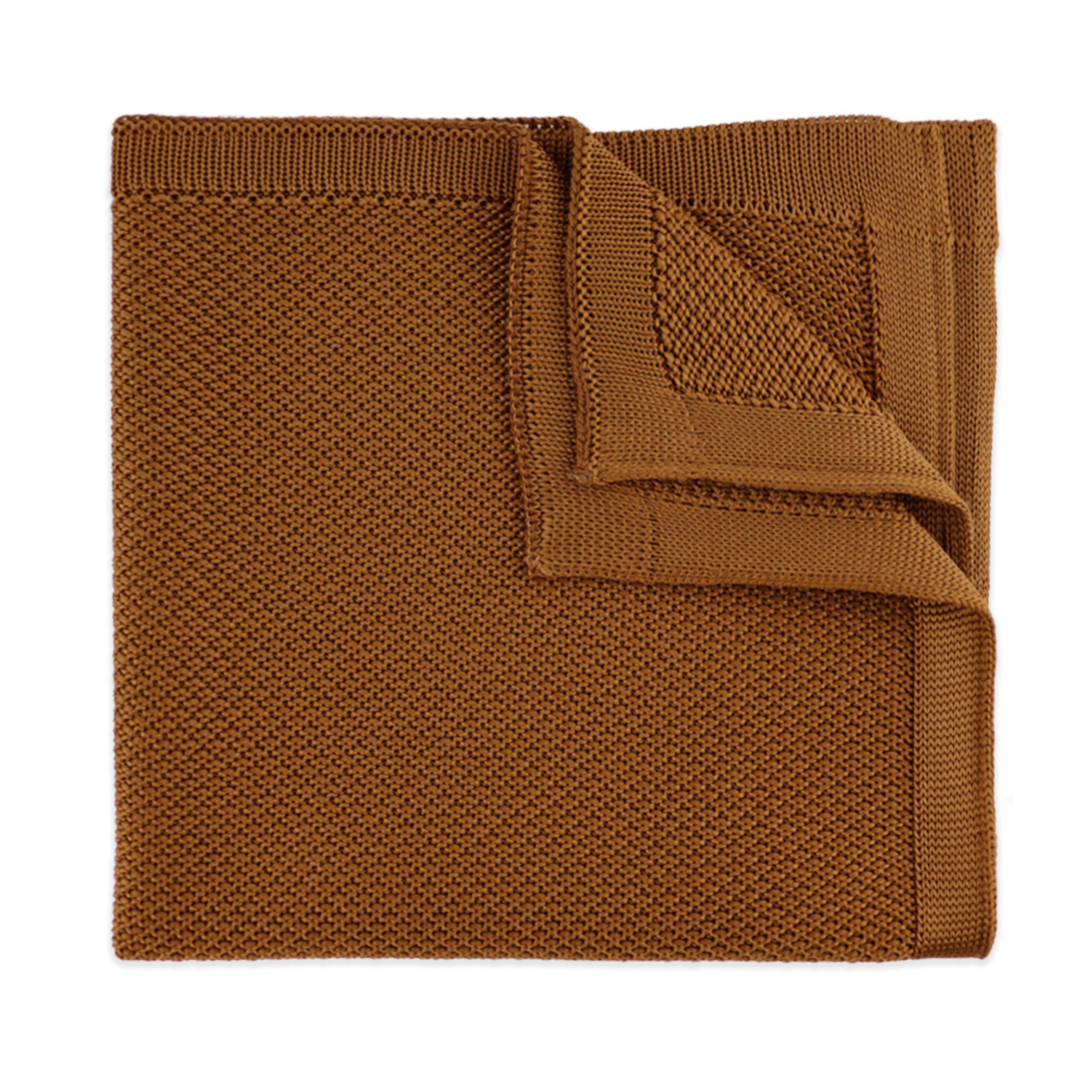 THE GENTS LAB 100% Polyester Knitted Pocket Square (Caramel Brown)
