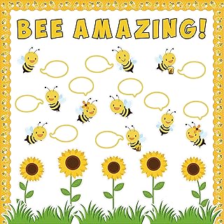 147Pcs Fall Bee Bulletin Board Cutouts Autumn Bee Sunflower Amazing Theme Accents Name Tags Classroom Decoration for Teacher Student Back to School Chalkboard Wall Party Decor Kids Birthday Supplies