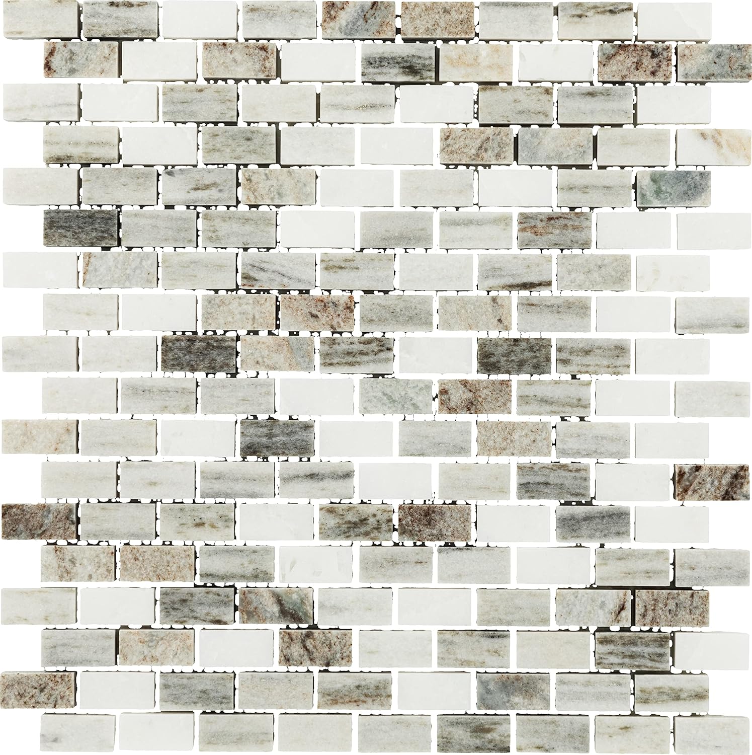 Daltile Decorative Accents Natural Stone Brick Joint Mosaic in Polished Panaro Blend for Backsplashes, Floors, or Walls (6 PCs per Carton) (6 SQ Ft per Carton)