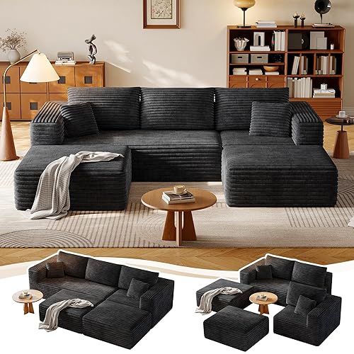 108.2" Modular Sectional Sofa with Deep Seat, Boneless U Shaped