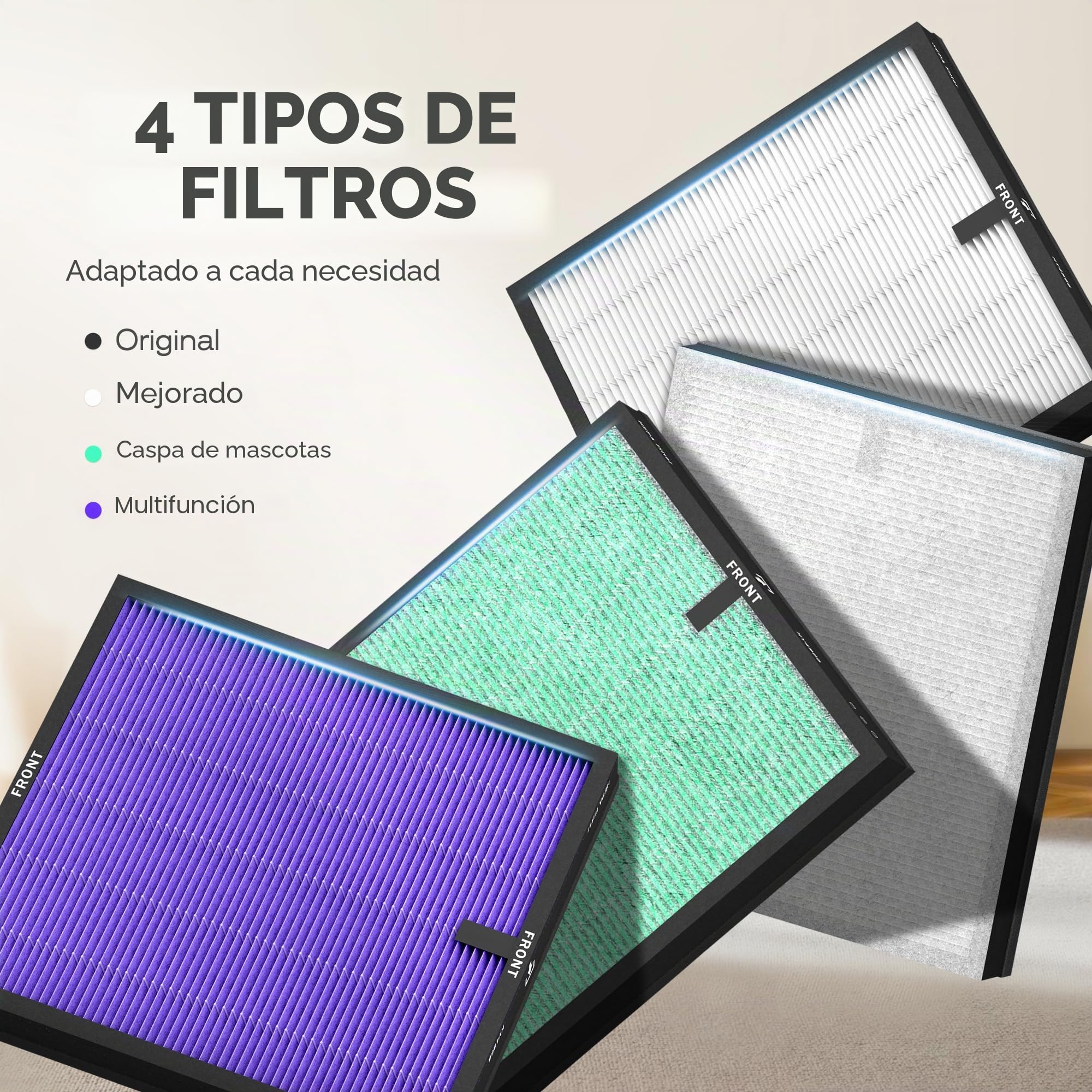 MORENTO Genuino Filtro de reemplazo del Purificador de Aire, verdadero filtro HEPA Compatible con MR5866 para 99.97% de contaminantes del aire, olor y humo, versión Original Blanca 2 Pack