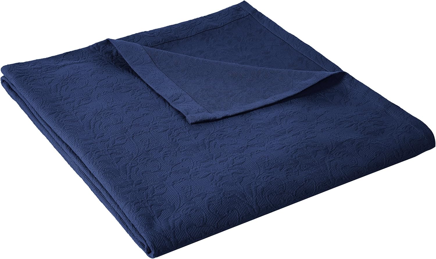 Amazon Brand – Pinzon Ivy Matelasse Cotton Bedspread Coverlet - Full or Queen, Midnight Blue