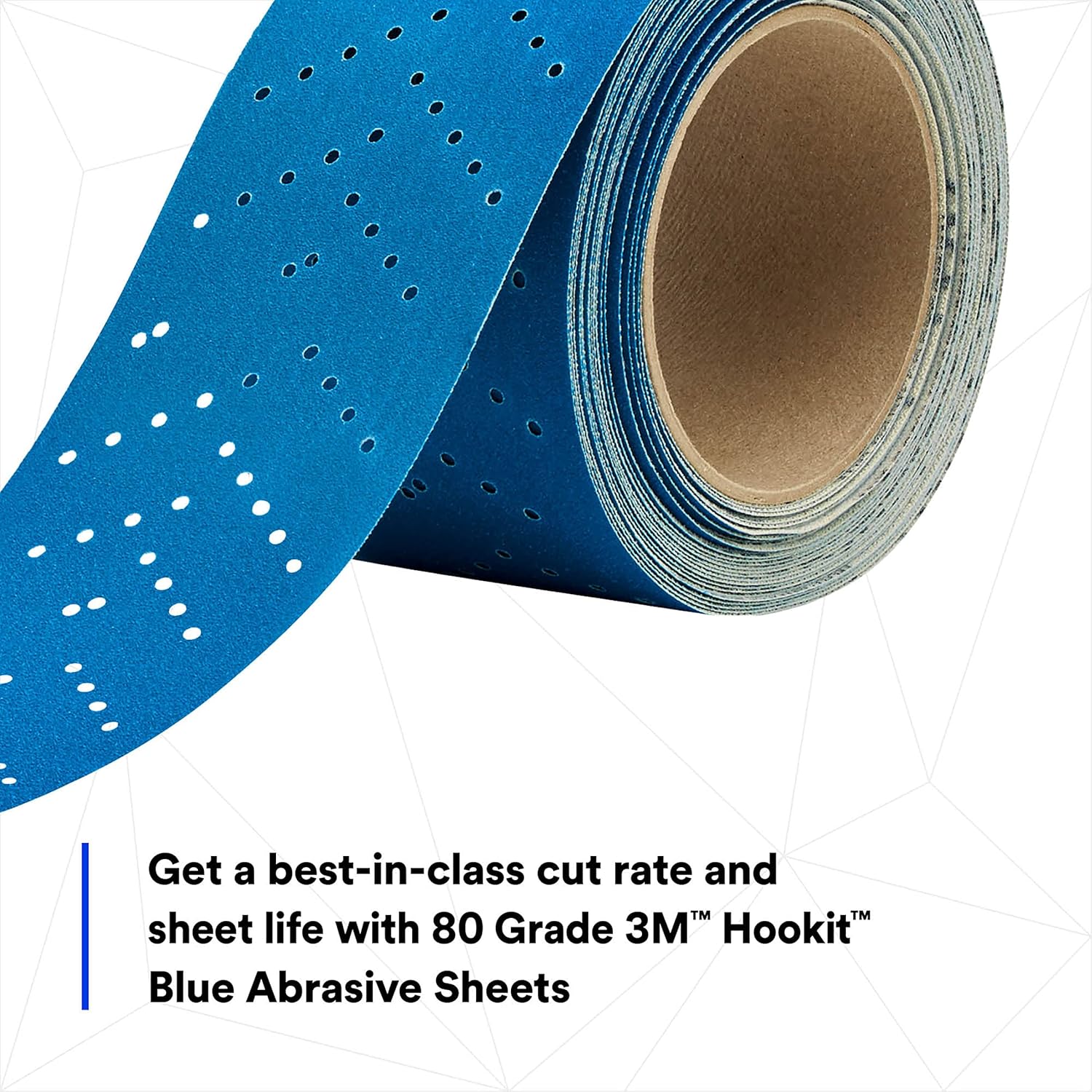 3M Hookit Blue Abrasive Sheet Roll, 36187, Multi-Hole, 2.75 in x 13 yd, 80+ Grade, Automotive Sanding Roll Sandpaper for Coating Removal, Body Repair, Auto Sanding