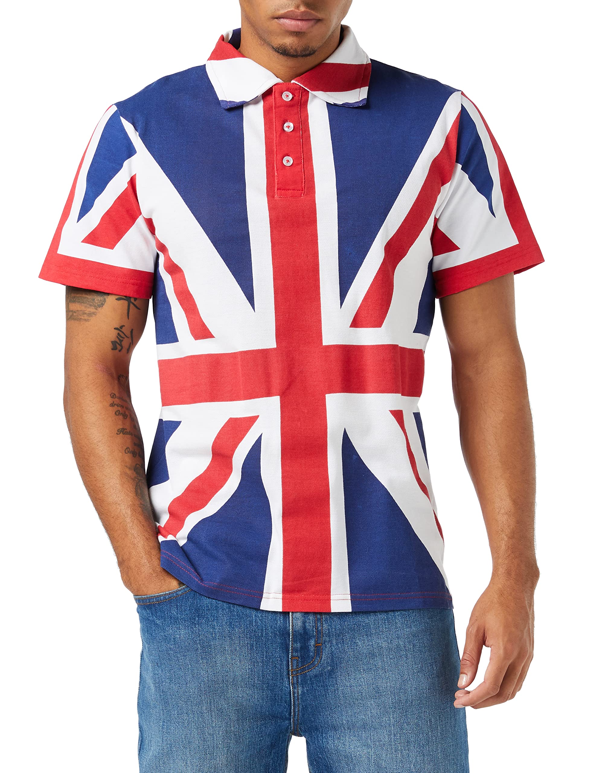 Spirit of EssexUnion Jack Shirt Polo Shirt 100% Cotton Hand Printed with Collar