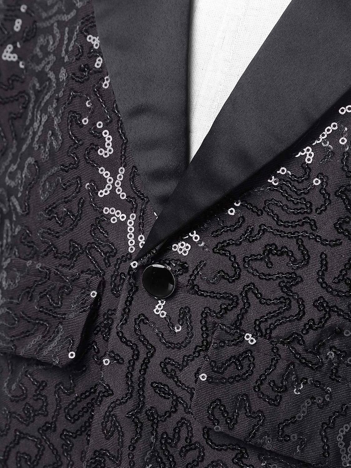 Loyan Kids Boys Formal Tuxedo Suit Wedding Party Dress Coat with Fedora Hat Banquet Prom Shiny Sequins Blazer