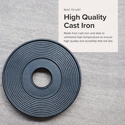 Vista 7 de Frieling Salvamanteles cuadrados de hierro fundido con pies, 6.3 pulgadas, negro, salvamanteles de cocina resistentes al calor para platos calientes