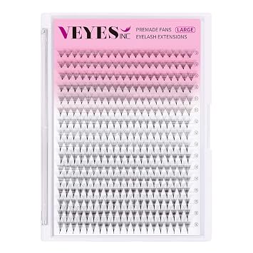 VEYES INC Premade Fans Eyelash Extensions 3D-24D C/D curl Natural & Volume Mixed Length Eyelash Tray, Professional Lash Supplies, Matte Black 14D 0.05 D 9-16mm