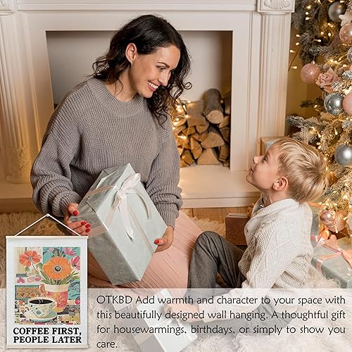 Miniatura 6 de OTKBD Coffee First People Later - Póster artístico de pared Maximalist Retro Flowerpot Espresso Impresiones de lienzo para decoración de pared para