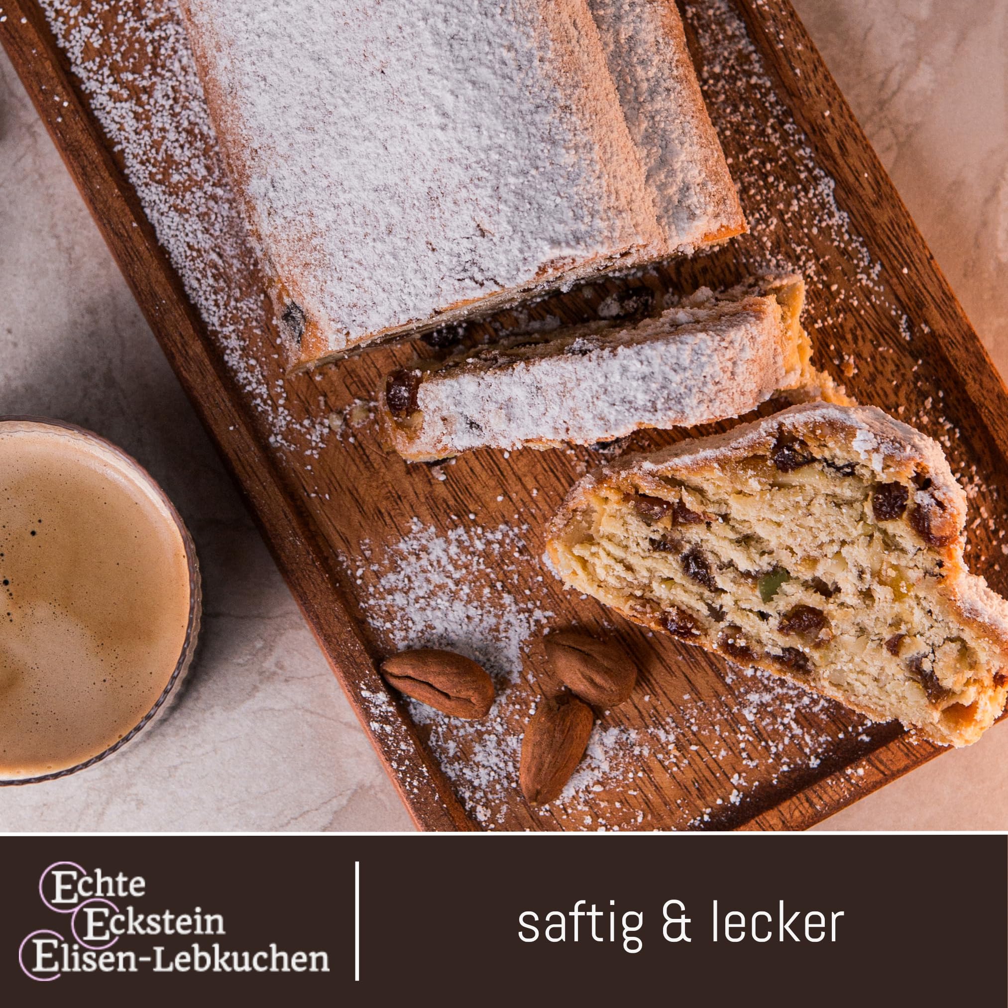 Butterstollen aus Nürnberg - 1 x 750g - Echter Eckstein Butter-Stollen | Original Nürnberger Butterstollen · saftig mit Rosinen & Mandeln · 750g · Geschenkidee zum Kaffee