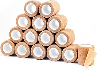 15 Bulk Pack Self Adherent Cohesive Wrap Bandages 2 Inches X 5 Yards, Self Adhesive Rolls FDA Approved for Swelling Sprains and Soreness On Wrist and Ankle. First Aid Sports Vet Tape Medical Supplies - coolthings.us