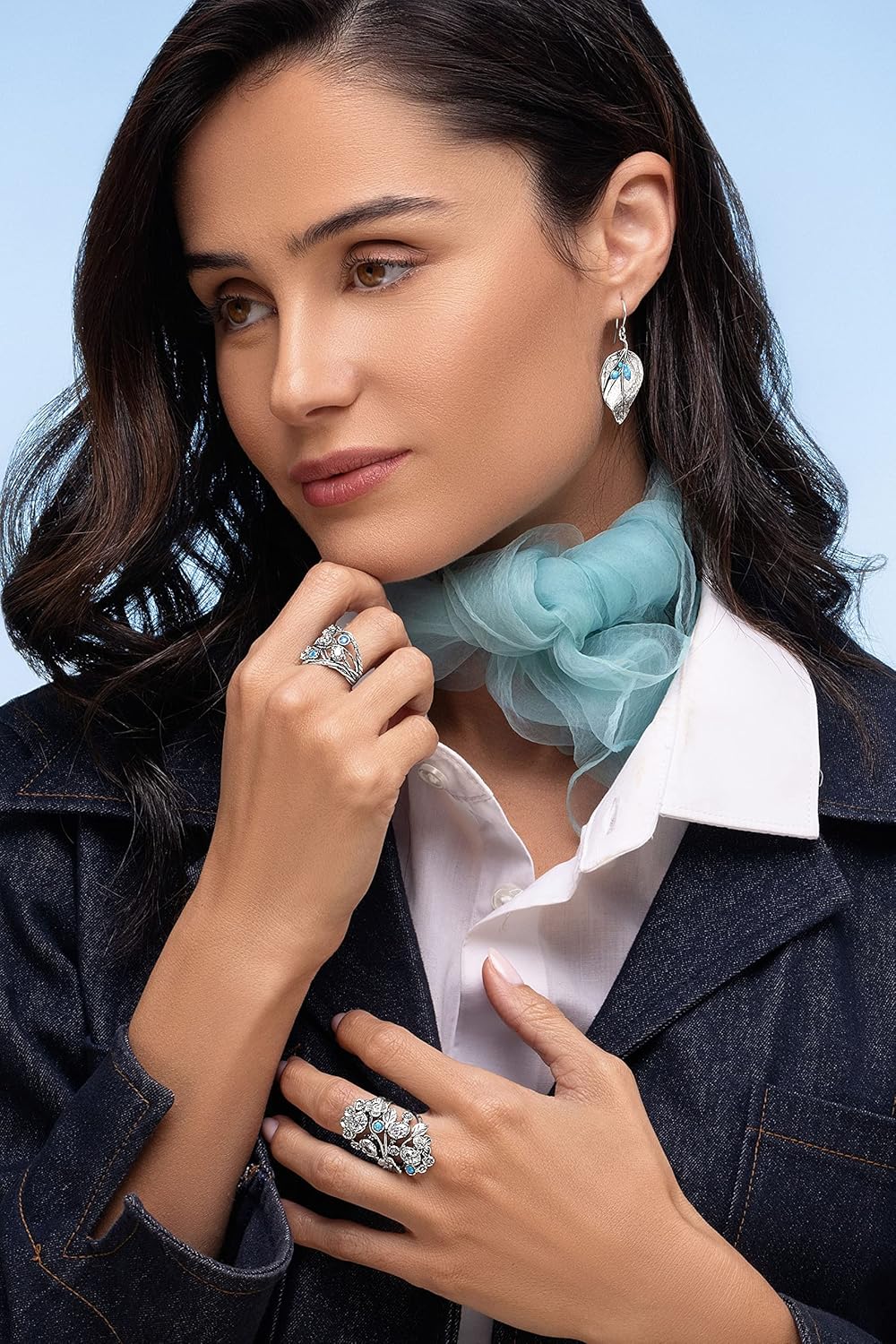 JEAN RACHEL JEWELRY 925 Sterling Silver Dangle Earrings for Women - Leaf Shape with Multiple Opal Vintage Design - Hypoallergenic, Lead & Nickel Free - Artisan Handcrafted Statement Earrings