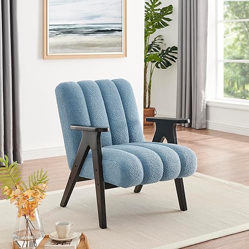 Roundhill Furniture Rella Modern Teddy Sherpa Accent Chair with Espresso