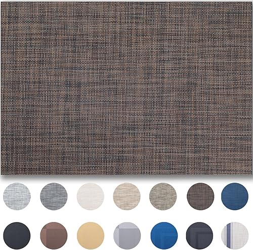 Miniatura 30 de Juego de 4 manteles individuales de vinilo tejido fácil de limpiar para mesa de comedor, interiores y exteriores, manteles individuales de PVC