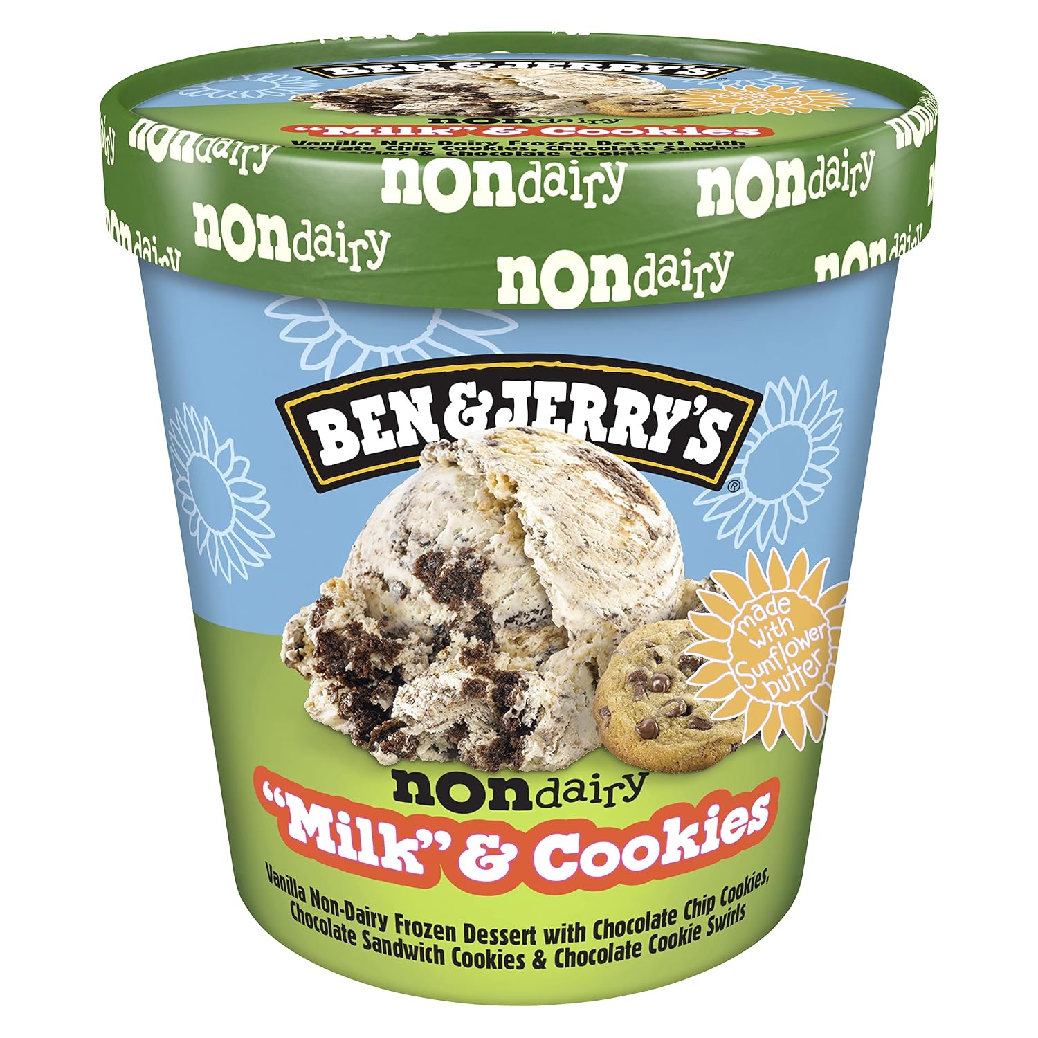 Ben & Jerry's Non-Dairy "Milk" & Cookies Frozen Dessert Certified Vegan Pint 16 oz