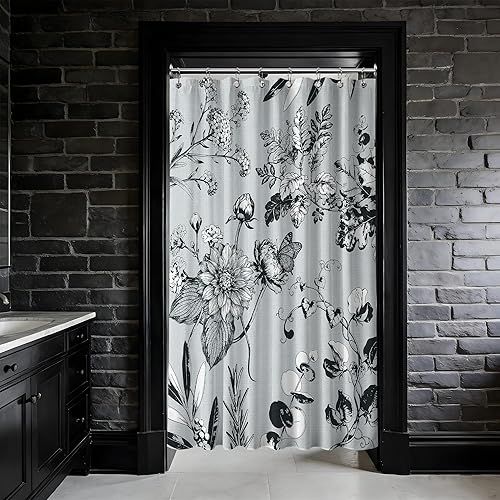 Miniatura 28 de Cortina de ducha azul marino de bosque Cortina de ducha azul oscuro de montaña y naturaleza para decoración de baño de hombres, tela impermeable con