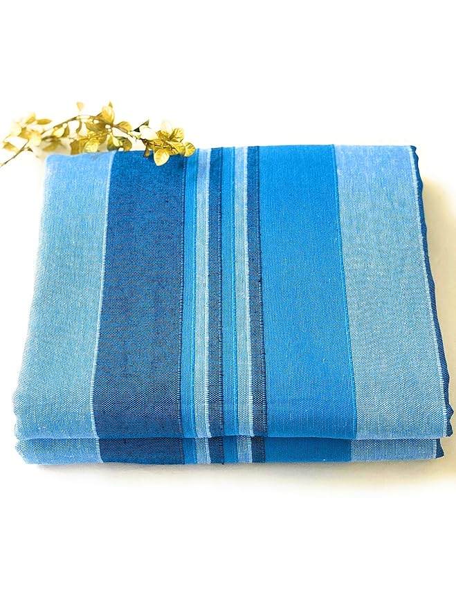 Buy RANGBHAR Handloom Cotton Double Bedsheet Without Pillow Covers, Woven Striped Bedcover, 90 x