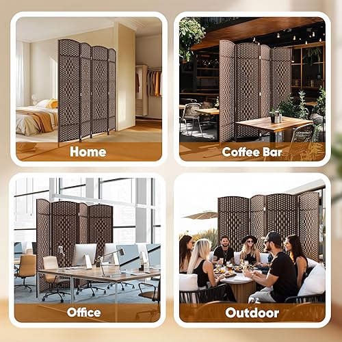 Miniatura 7 de JOSTYLE Separador de habitación de 4 paneles portátil, divisor de pared de panel, divisor de 6 pies de altura para separación de habitación,