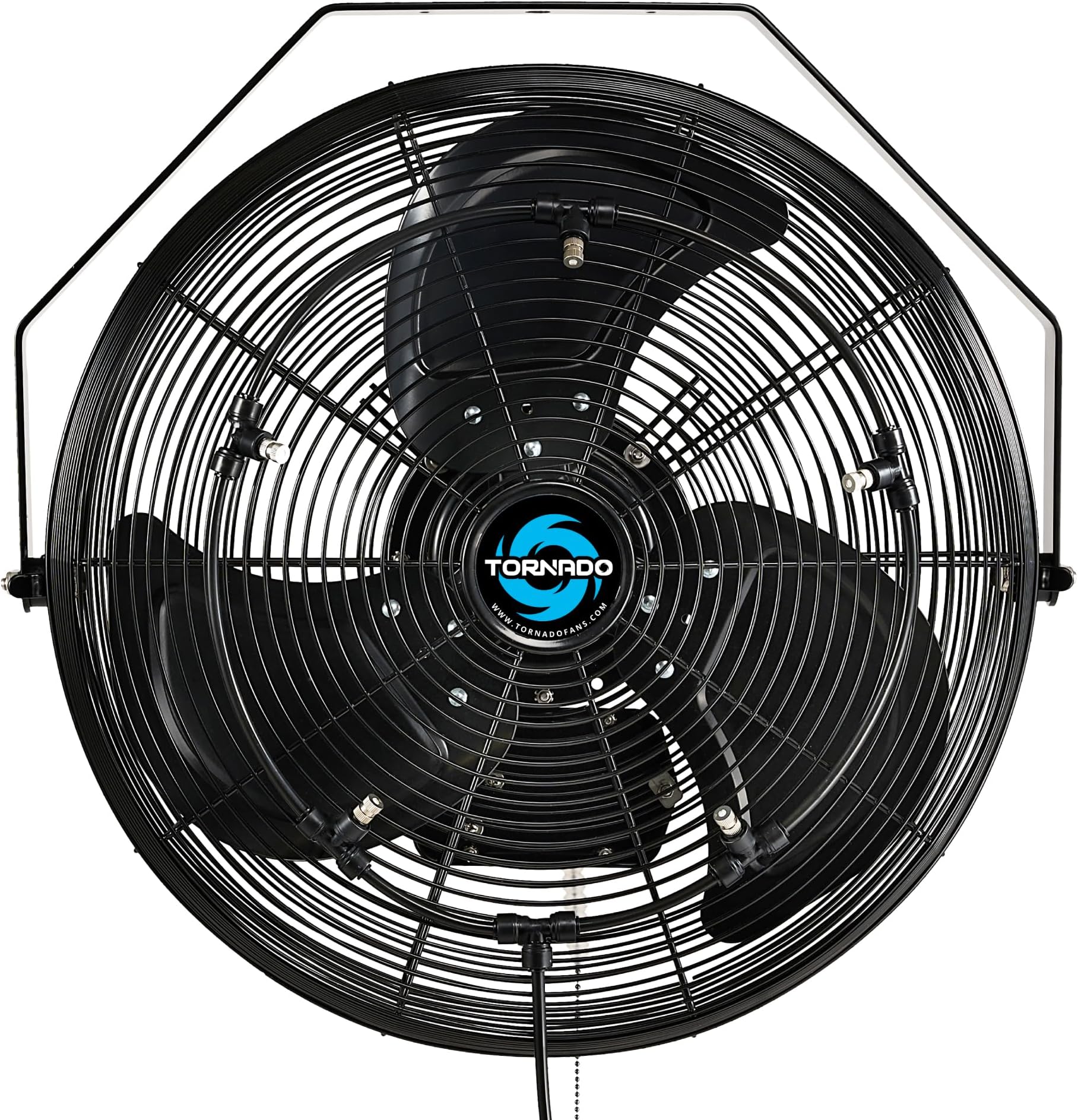 18 Inch Outdoor Misting Fan High Velocity Metal Industrial Wall Mount Fan For Commercial, Industrial, Residential, Greenhouse Use 3 Speed 5 Nozzles 6.6 FT Cord UL Safety Listed