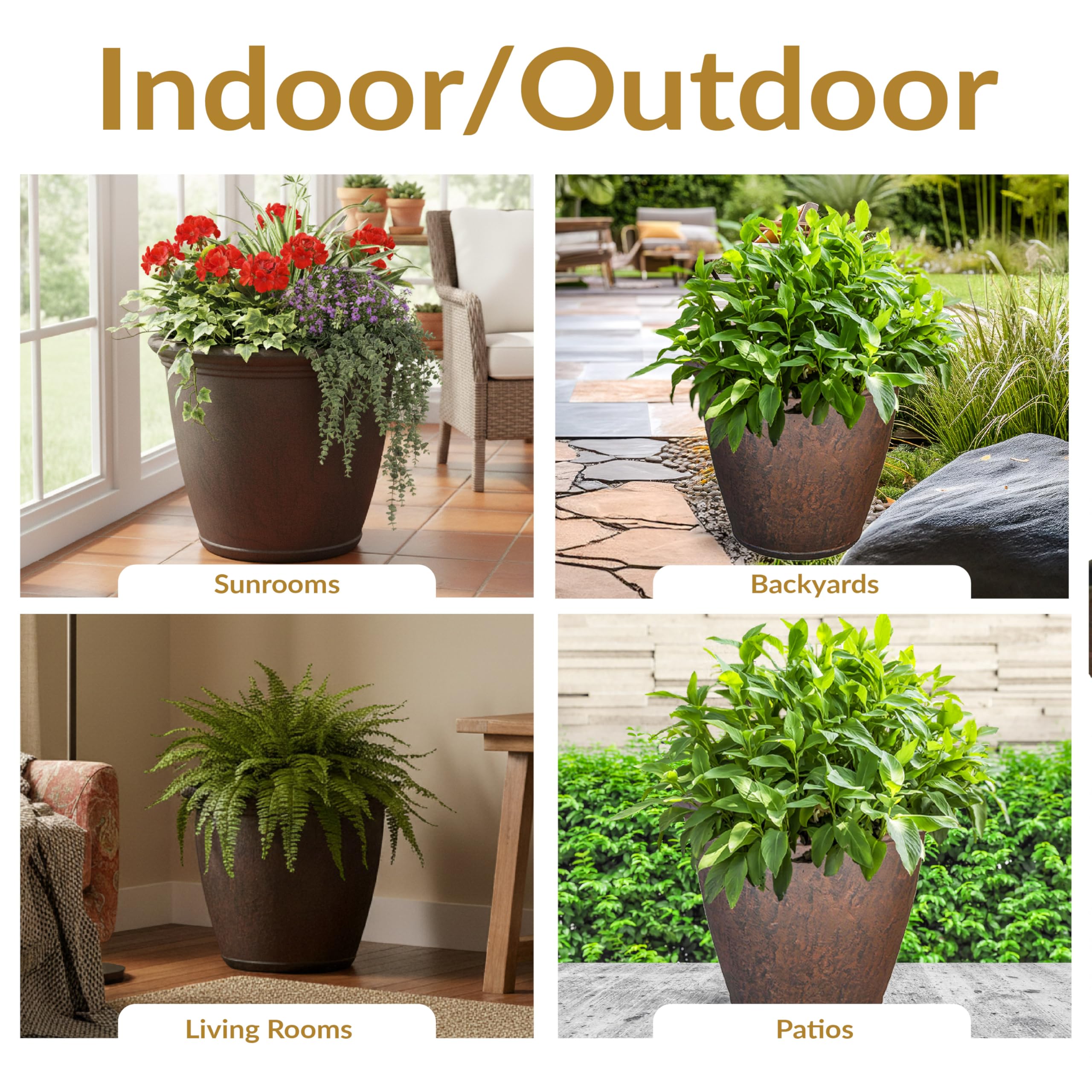 Amazon.com: Sunnydaze 24-Inch Anjelica Large Plastic Pot for Plants -  Outdoor Double-Walled Large Plastic Planter with Drillable Drainage Holes-  Rust : Patio, Lawn & Garden