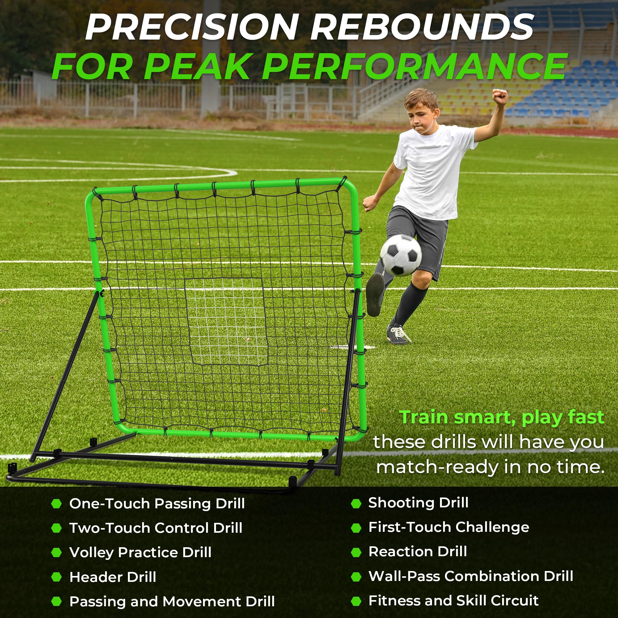 Best Football Soccer Kick Back Trainer Soccer Rebound Net Skill