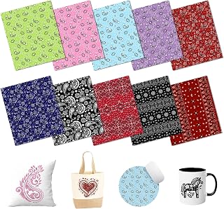 Paisley Sublimation Transfer Ink Paper 10pcs 12 * 10in | Oval Pattern Sublimation,Crack/Peel Resistant,Easy to Use,Long-Lasting Vivid Color,Ideal for Shirts Tumblers & DIY Crafts