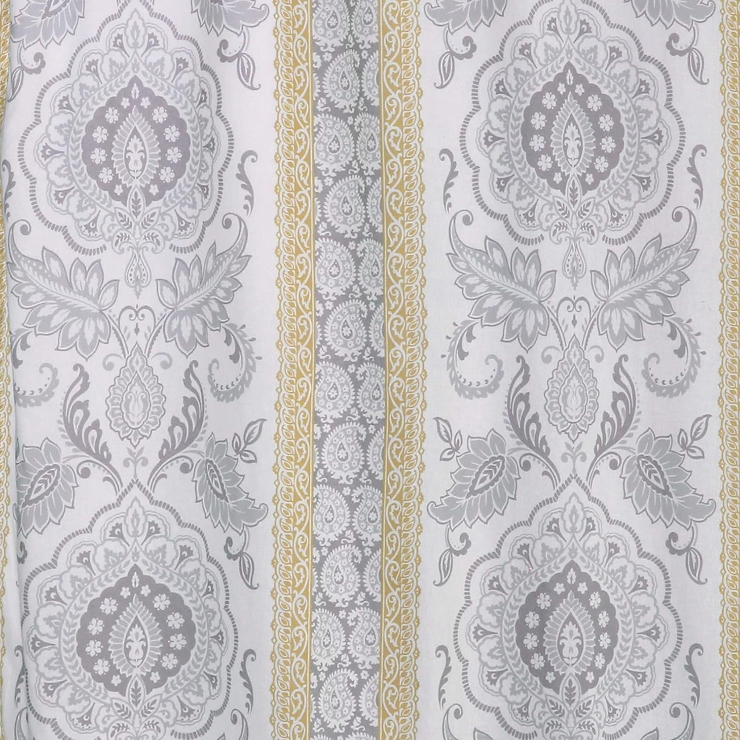 Levtex home - St. Claire - Window Panels with Rod Pocket - Two Curtains 84 inch Length - Paisley Medallion - Grey, Yellow and Cream - 100% Cotton - Lined