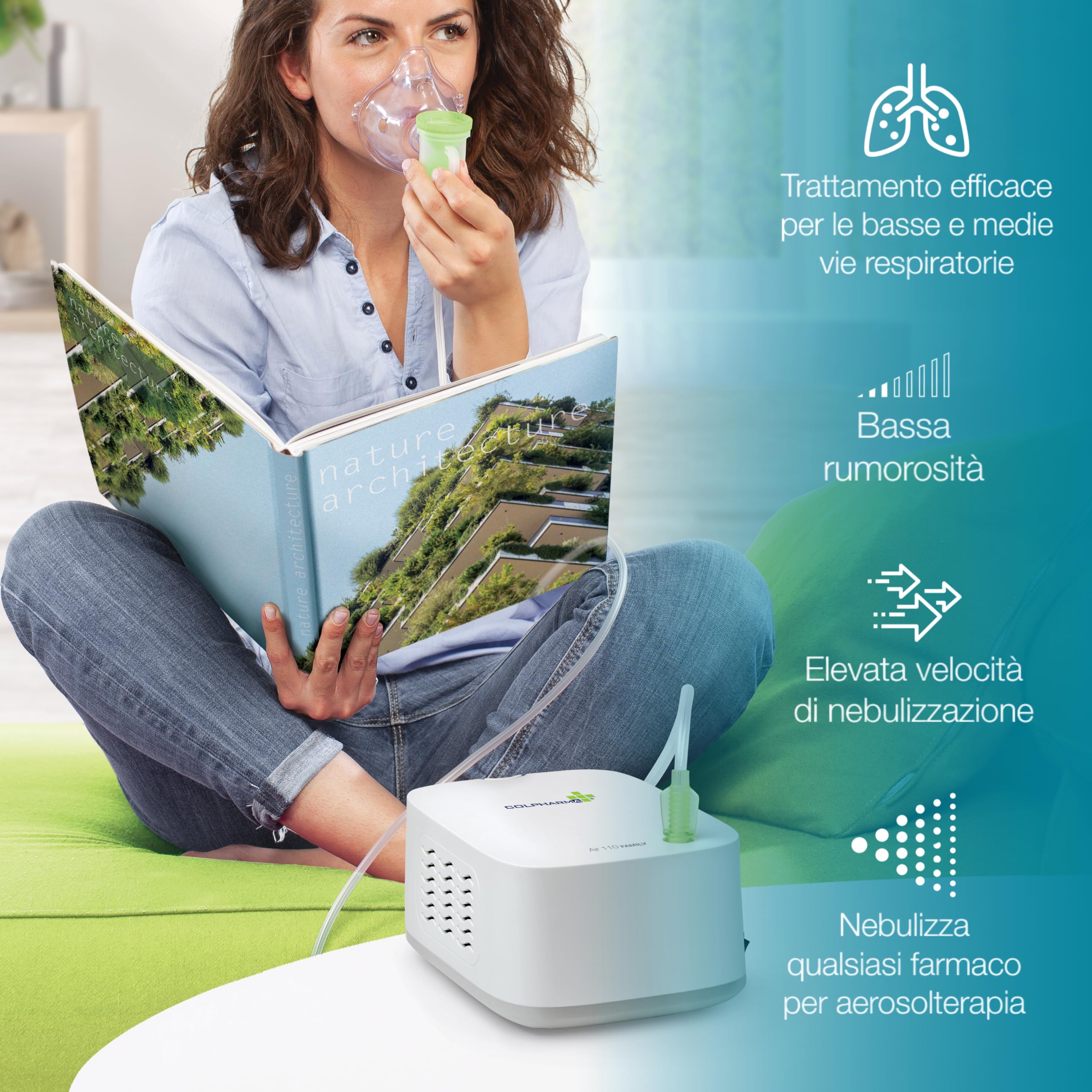 Colpharma Air 110 Family Aerosol per Uso Occasionale – Apparecchio per Aerosolterapia Domestica
