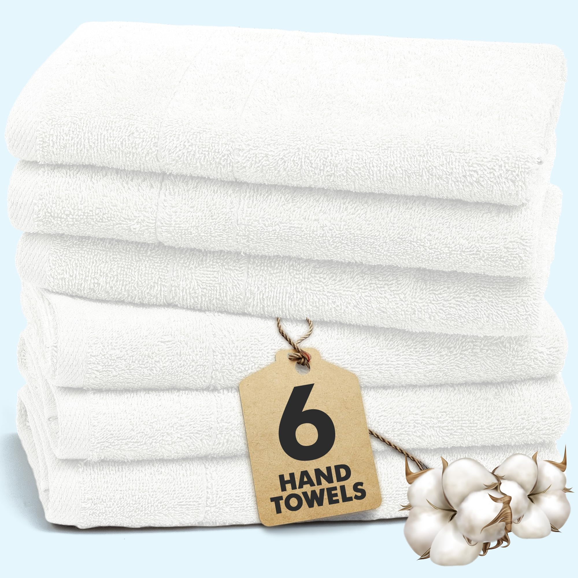 Novo Home White Hand Towels For Bathroom – 550 Gsm 100% Cotton Soft & Absorbent – Pack Of 6 Small Towel (50X85cm) – Quick Dry Luxury Cotton Hand Towels –