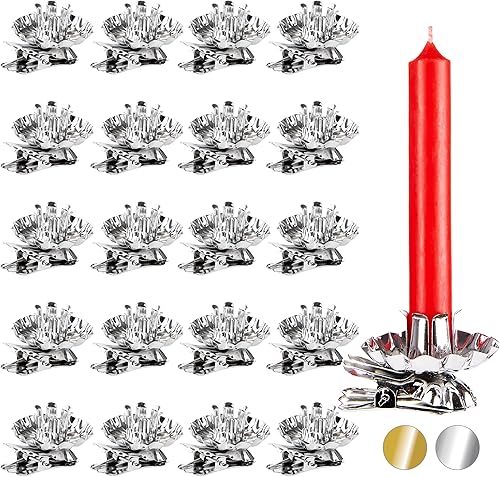 BRUBAKER Paquete de 40 portavelas de árbol para árbol de Navidad, color plateado, portavelas tradicionales vintage con clip