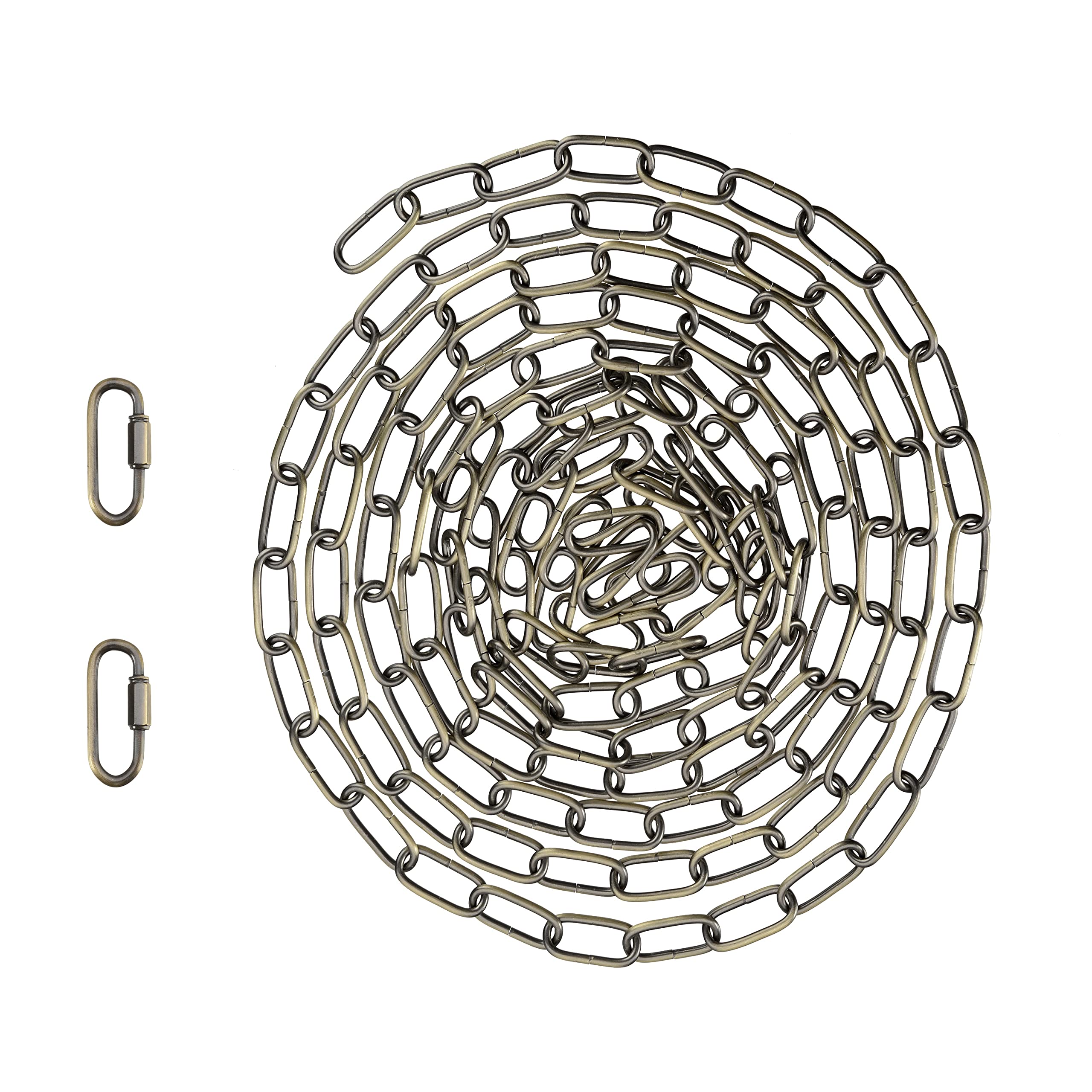 Aspen Creative 21117-51,Steel 17 Feet Heavy Duty Chain &amp; Quick Link Connector for Hanging Up Maximum Weight 50 Pounds-Lighting Fixture/Swag Light/Plant in Antique Brass.9 Gauge.